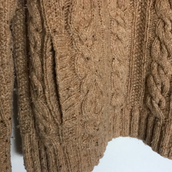 Quarter-zip Cable Knit Sweater - Tan, L, 102 - Picture 3 of 6